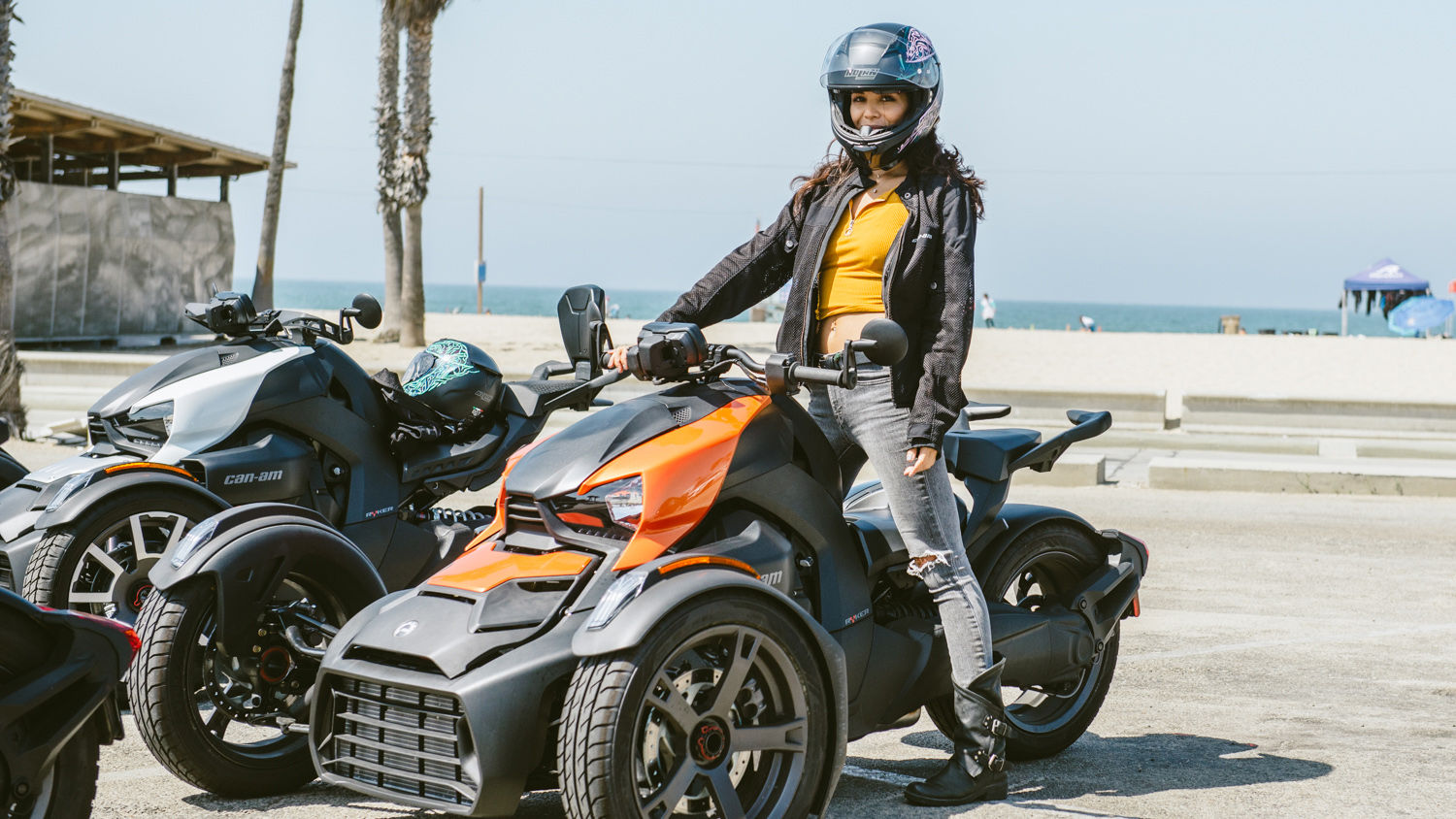 A female rider with her 3-wheel vehicle