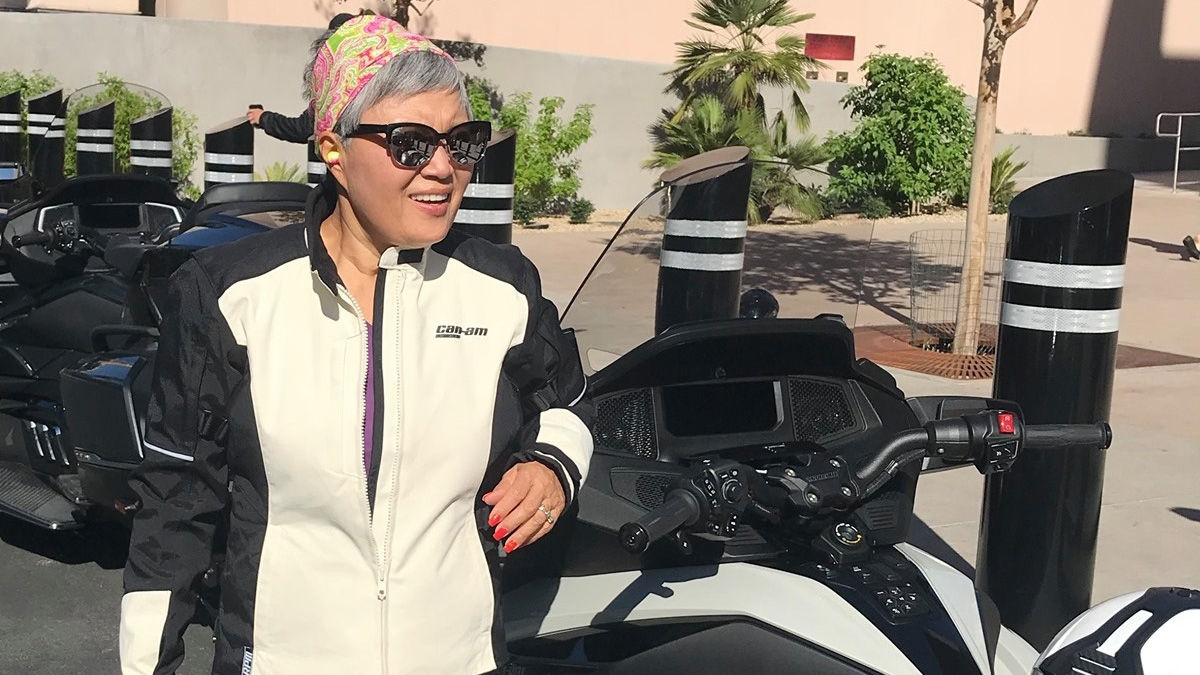 Mihee Olsen with her 2 dogs