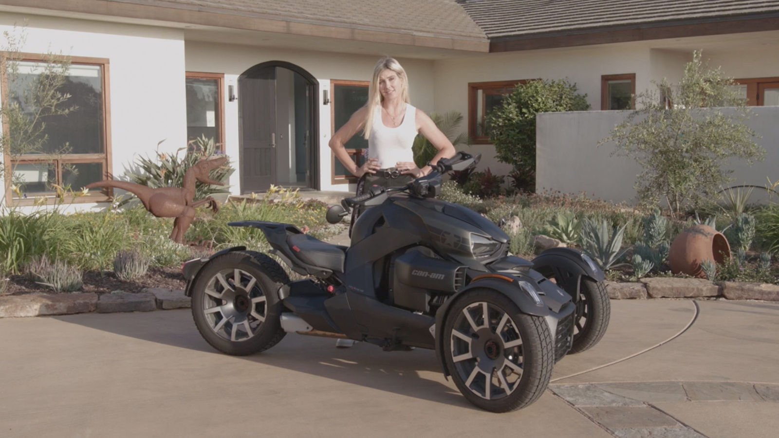 Woman standing behind her Ryker