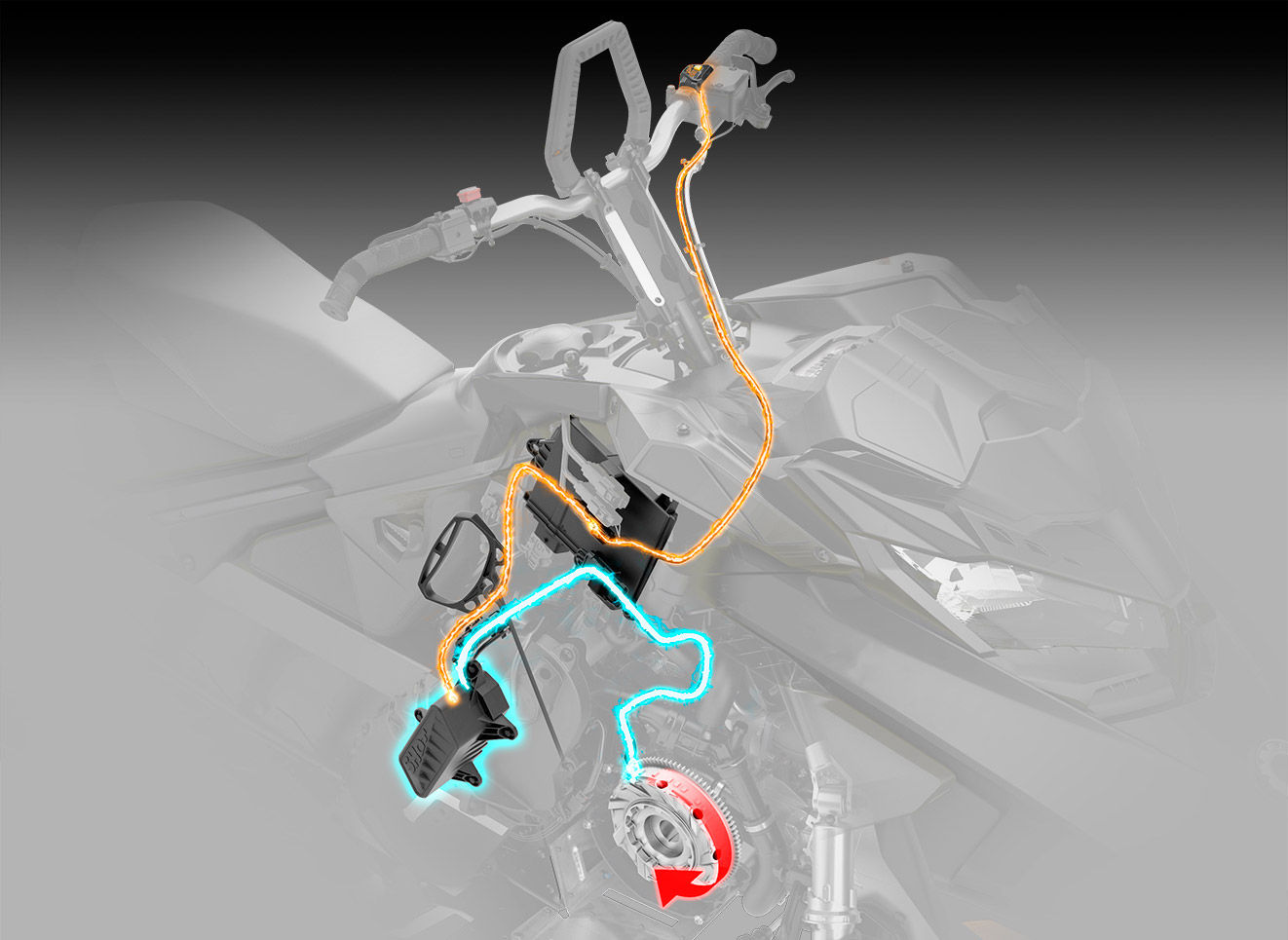 Detailed view of the Lynx Snowmobile E-TEC SHOT Starter