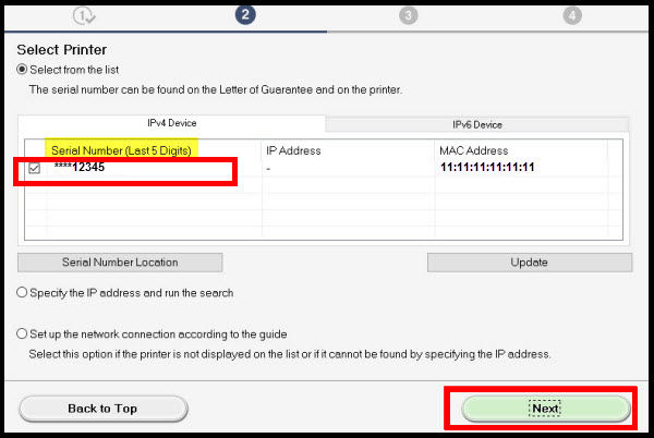 Setting up the Printer for use on a Wired LAN - Establishing connection ...
