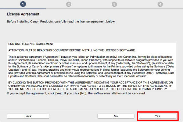 License Agreement screen.