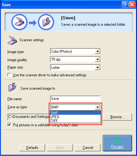 Saving an Image Using Toolbox