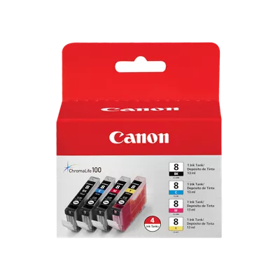 Shop Canon CLI-8 Black, Cyan, Magenta & Yellow 4 Ink Pack | Canon