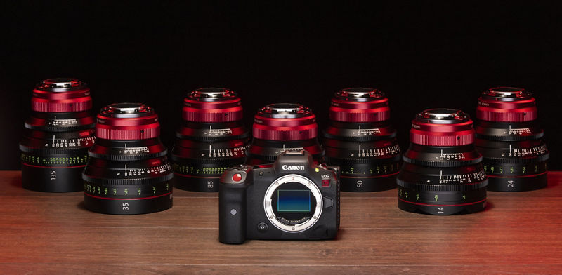 CN‑R14mm T3.1 cinema lens among full set with Canon camera body