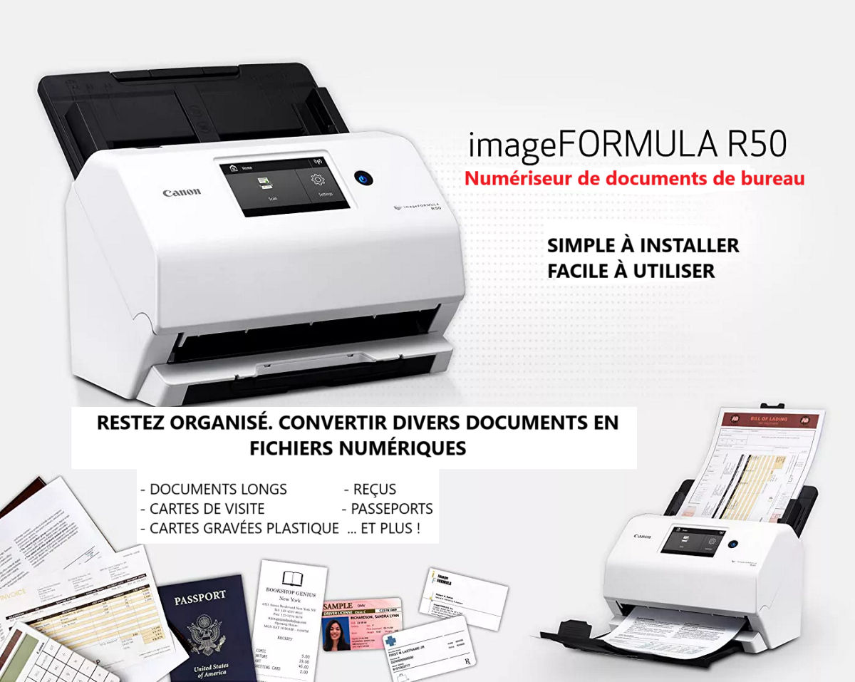 imageFORMULA R50 Vue avant + fonctionnalités