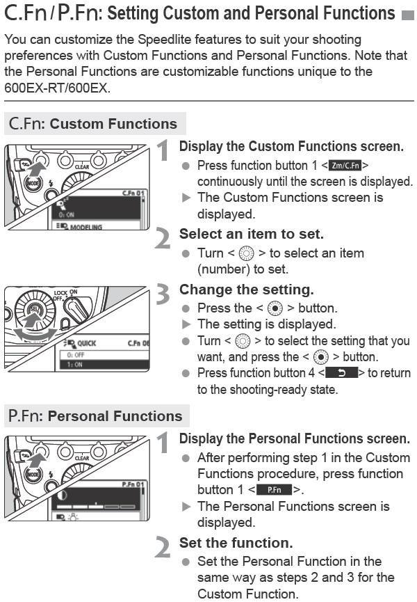 C.Fn / P.Fn: Setting Custom and Personal Functions