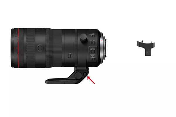  RF24-105mm F2.8 L IS USM Z - Bouton de déverrouillage de la monture sur trépied