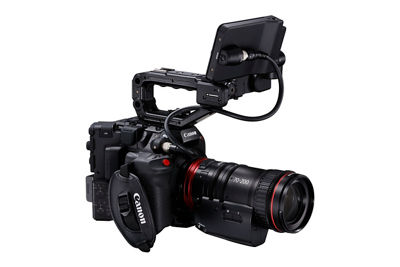 Canon C300 Mark III - Front Side Right with LCD on Top