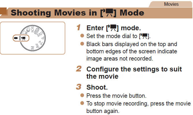 Shooting Movies in [MOVIE] Mode