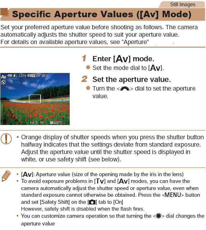 Shooting at a Specific Aperture Value ([Av] Mode)