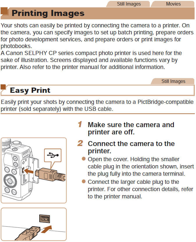 Printing Images via PictBridge Compatible Printer