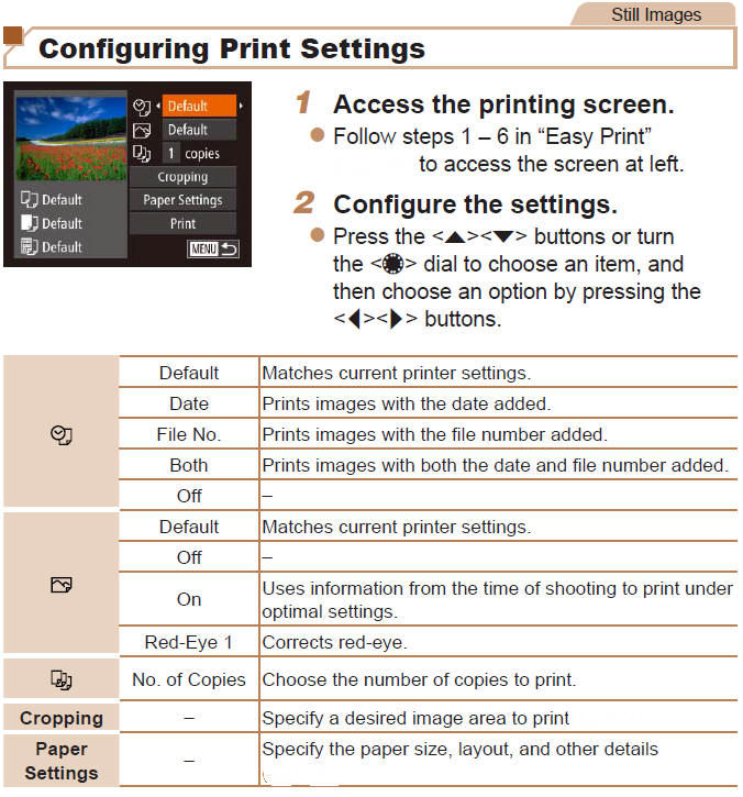 Printing Images - Easy Print PictBridge