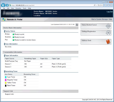 Starting Remote UI (MF8280/MF8580)