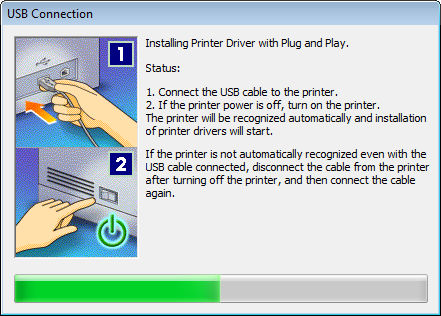 Installing the printer via a USB connection (LBP7110Cw)