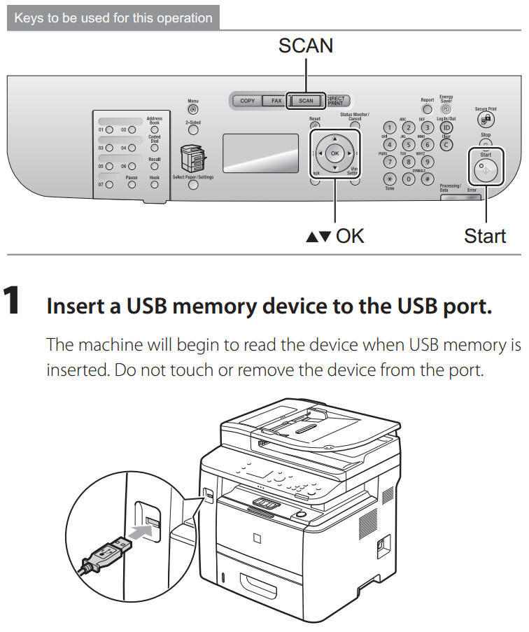 Saving Scanned Documents to USB Memory Device