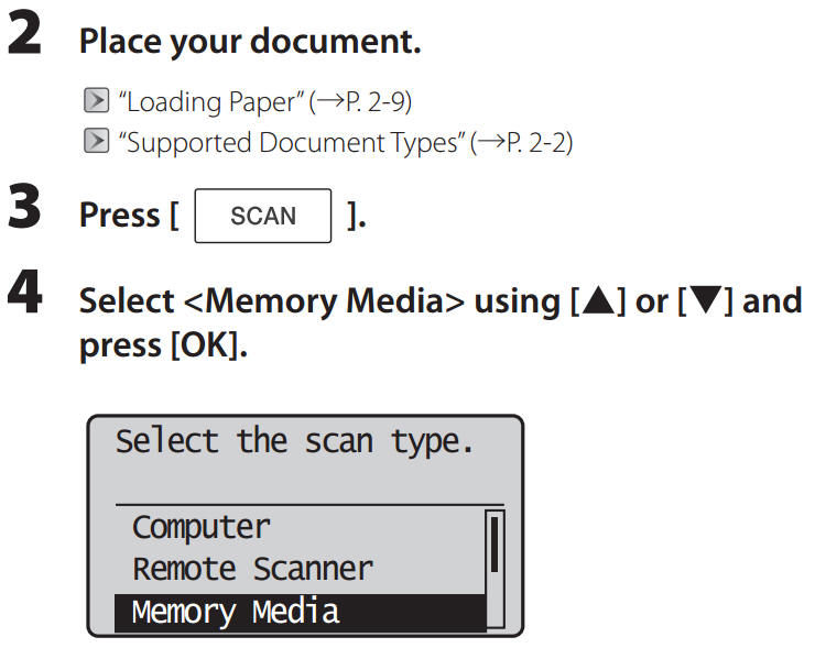 Saving Scanned Documents to USB Memory Device