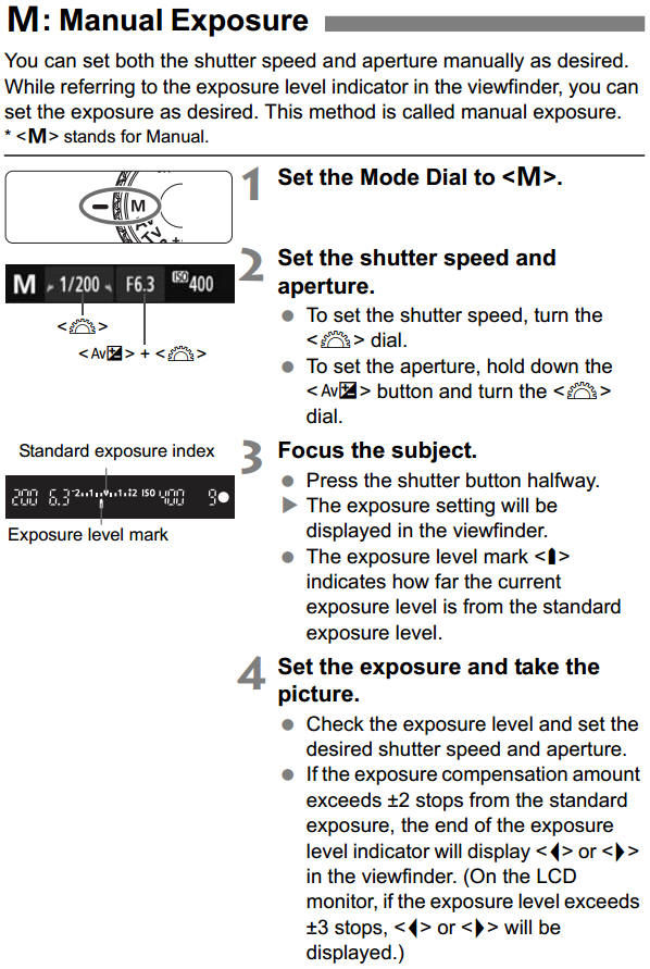 M: Manual Exposure