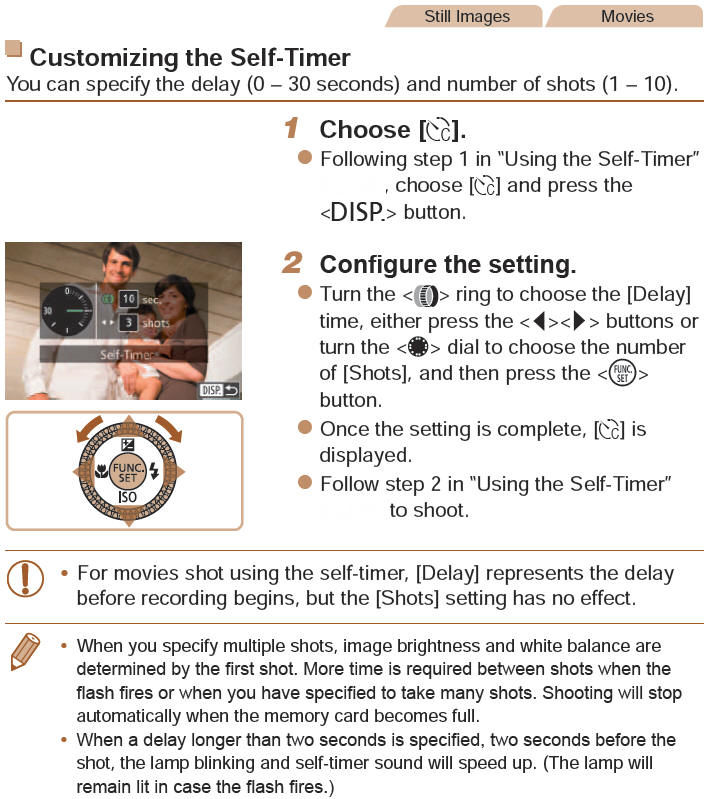 Customizing the Self-Timer