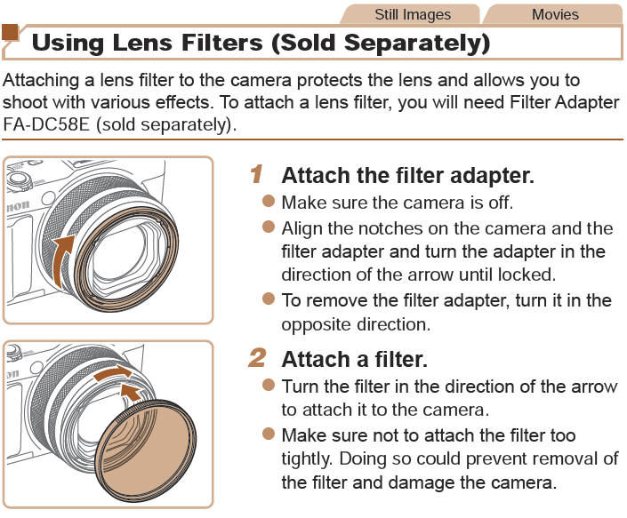 Using Lens Filters (Sold Separately)