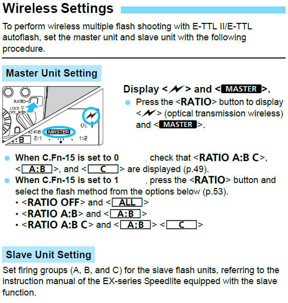 Setting the Flash as Master Unit
