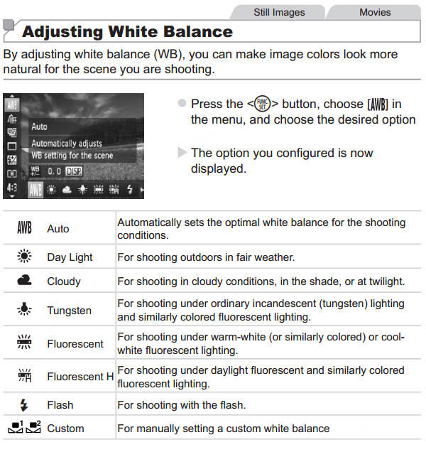Adjusting White Balance