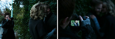 Side by side images whoing the behind the scenes photos - demonstrating the drastically dropping light as the sun went down and the EOS R's ability to adapt and still produce great photos