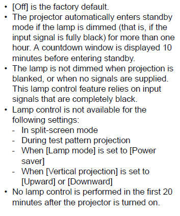 Specifying the Lamp Mode