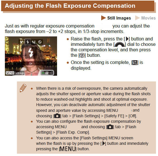 Adjusting the Flash Expossure Compensation