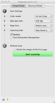 Configuration of the Scanner Driver-Mac (P-215)