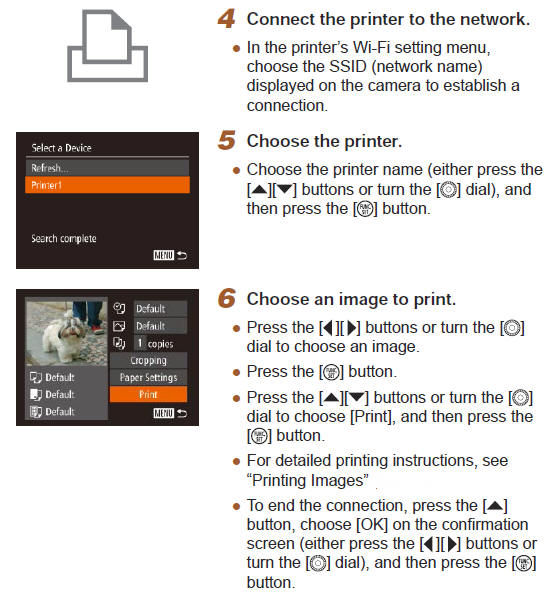 Printing Images Wirelessly from a Connected Printer