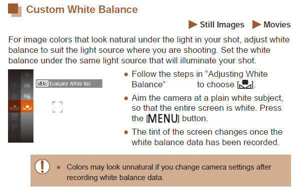 Adjusting and Setting Custom White Balance