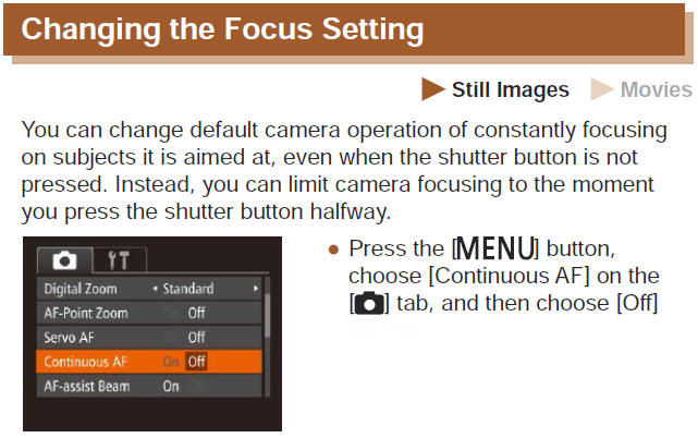 Changing the Focus Settings