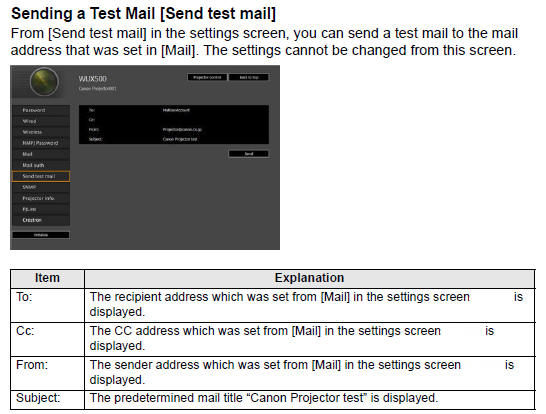 Sending a Test Mail [Send Test Mail]