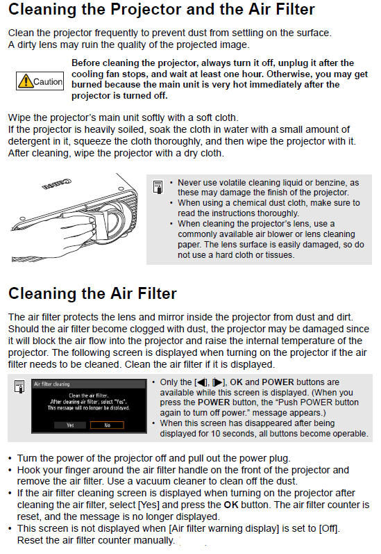Cleaning the Projector Air Filter
