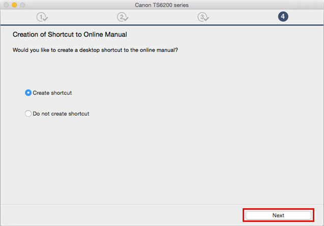 Select Create a Shortcut or Do Not Create a Shortcut to the desktop, then Next.