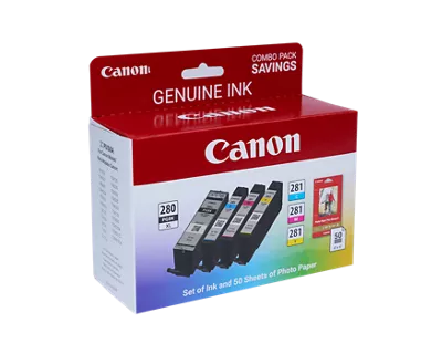 Shop Canon PGI-280 XL / CLI-281 Combo Ink Pack with Glossy Photo Paper