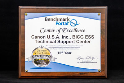 Benchmark Portal - Center of Excellence Plaque for Canon U.S.A. Inc.