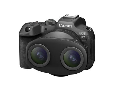 RF-S3.9mm F3.5 STM with EOS R7 - 3 Quarter View