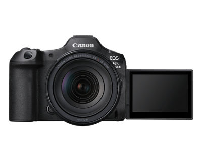 EOS R5 Mark II - Front View with Screen Open