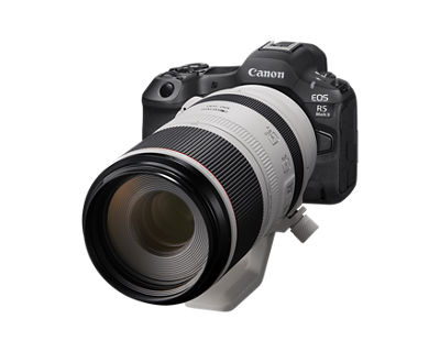 EOS R5 Mark II - 3 Quarter View with RF100-500mm F4.5-7.1 L IS USM Lens
