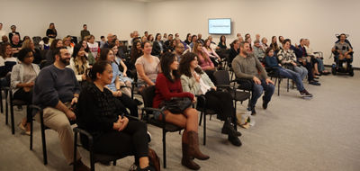 Crowd of students listening to speaker