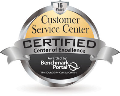 Benchmark Potal Cusstomer Service Center Certified Center of Excellence Award