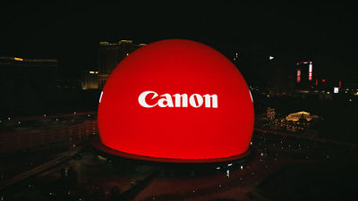 Canon celebrated bold innovation with a new display on Sphere's Exosphere during Canon Summit 2025.