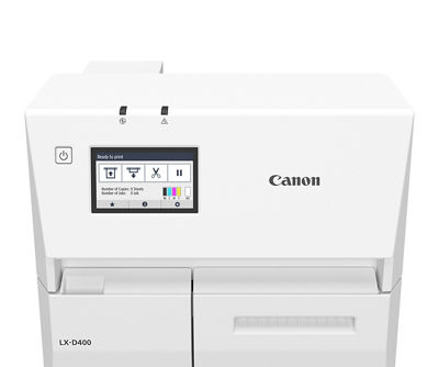 Front view of Canon's LX-D400 and LCD touch panel