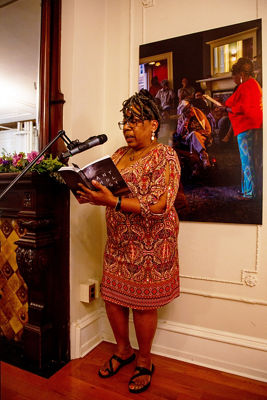 Artists aged 18 to 85 shared personal stories and photos from Anthology 12 at the Reading & Release Party.