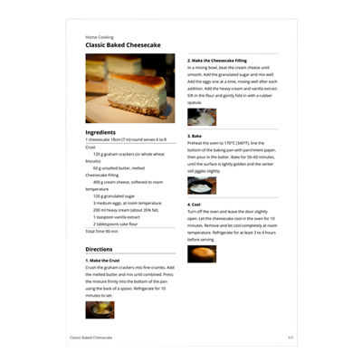 Recipe Printer After Using Web Print Optimizer
