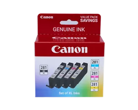 CLI-281 XL Black, Cyan, Magenta & Yellow 4 Ink Pack