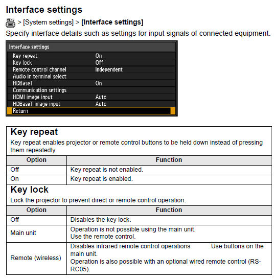 System settings (Overview)