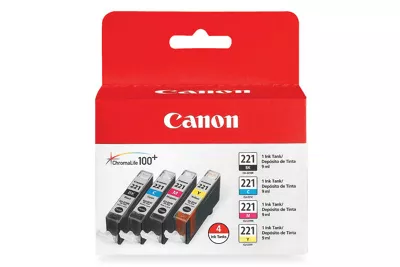 CLI-221 Noir, Cyan, Magenta, Jaune d'encre emballage Ã©conomique